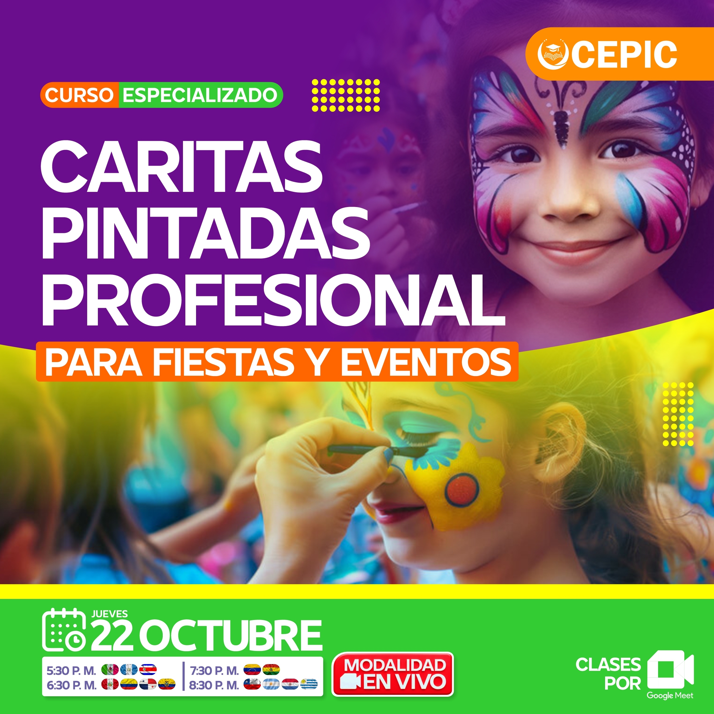 Caritas Pintadas Profesional para Fiestas y Eventos